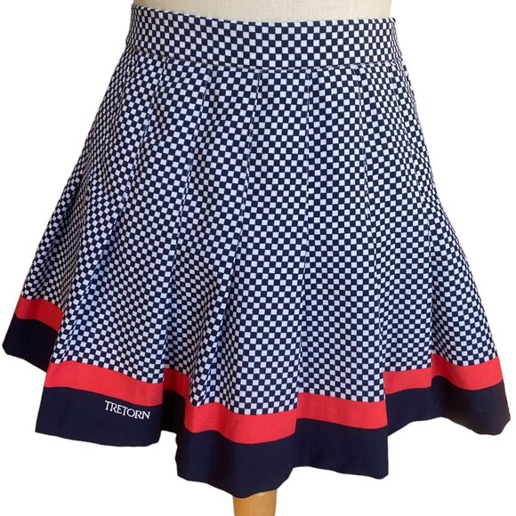 Tretorn Checkerboard Striped Plisse Pleated Preppy Tennis Cheer Mini Skirt-10 - Picture 1 of 12